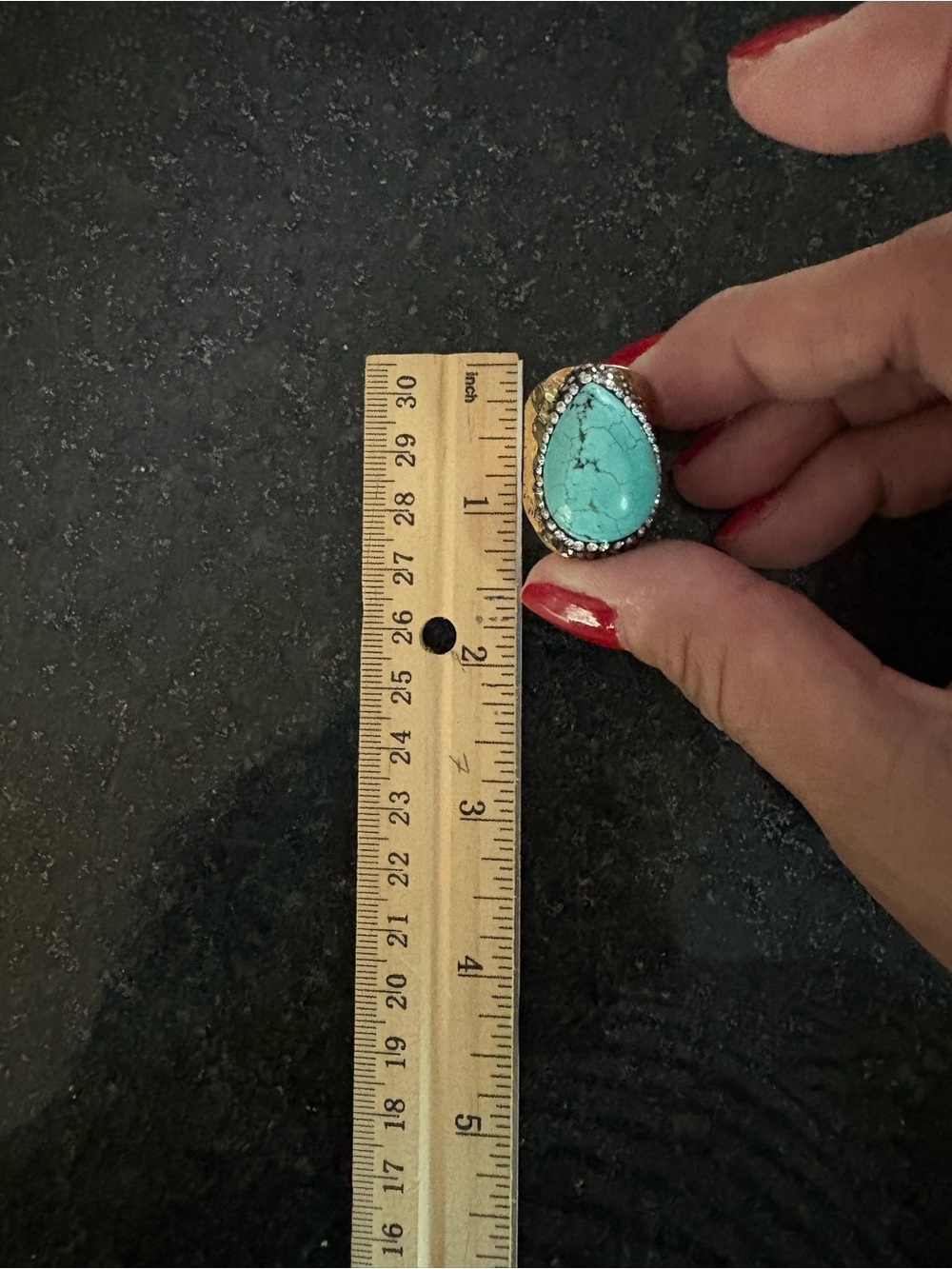 Source Unknown Turquoise Teardrop Ring with Gold Accents - Picture 5 of 5